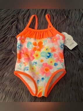 0-3 Month Infant / Baby Ruffled Top One Piece Swimsuit